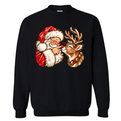 Funny Christmas Shirt  - Reindeer Santa Claus Boop T-shirt Sweatshirt - Trendy Christmas Gift for Friends, Self Gift
