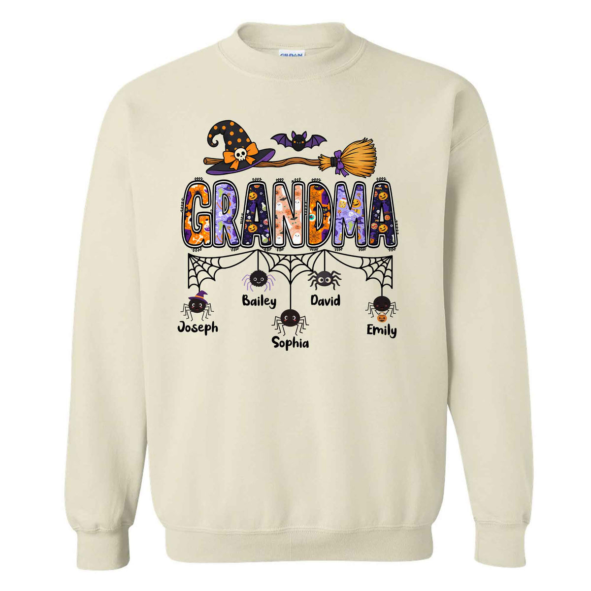 Personalized Halloween Grandma Shirt - Custom Name Spider Web - Halloween Gift for Grandma, Mom