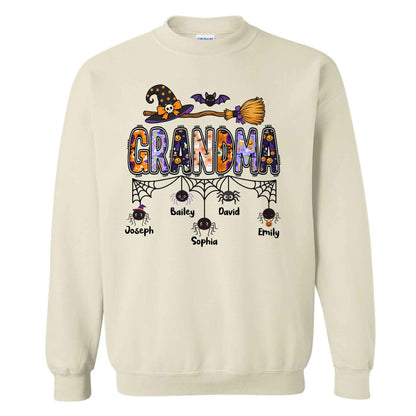 Personalized Halloween Grandma Shirt - Custom Name Spider Web - Halloween Gift for Grandma, Mom