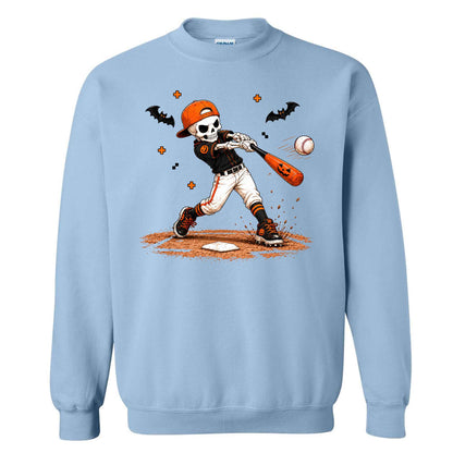Baseball Skeleton Graphic Halloween Sweatshirt, Spooky Baseball Player Shirt, Funny Halloween Gift