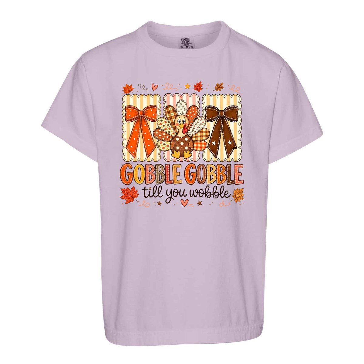 Girls Thanksgiving Shirt, Grateful Thankful Blessed Turkey Pumpkin Bow, Fall Gift for Kids & Women