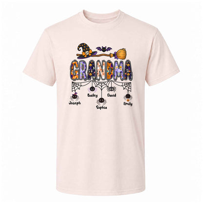 Personalized Halloween Grandma Shirt - Custom Name Spider Web - Halloween Gift for Grandma, Mom