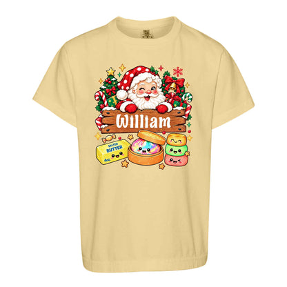 Personalized Squishy Christmas Shirt, Custom Name Santa Graphic Tee, Christmas Gift for Kids