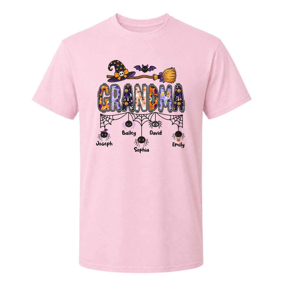Personalized Halloween Grandma Shirt - Custom Name Spider Web - Halloween Gift for Grandma, Mom
