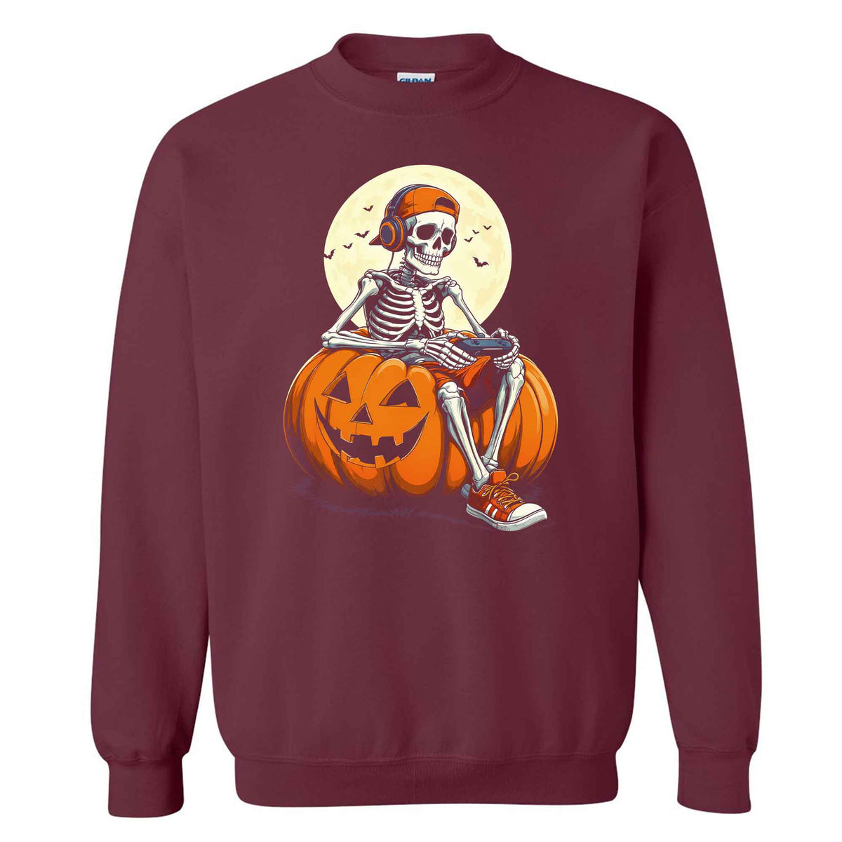 Skeleton Gamer Halloween Sweatshirt, Boys Pumpkin Gaming Shirt, Funny Halloween Gift