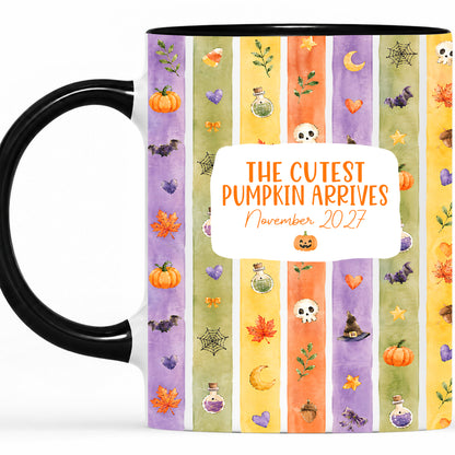 Personalized Halloween Mug - The Cutest Pumpkin Arrives - Baby Arriving Gift for Family