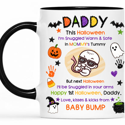 Personalized Baby's First Halloween Mug for New Dad, From Baby Bump - Halloween Gift for New Family
