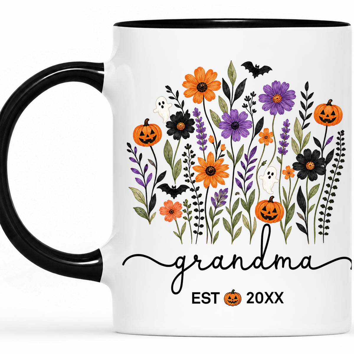 Personalized Halloween Grandparent Mug Set - Custom Grandma Grandpa Accent Mugs - New Grandparents Spooky Gift