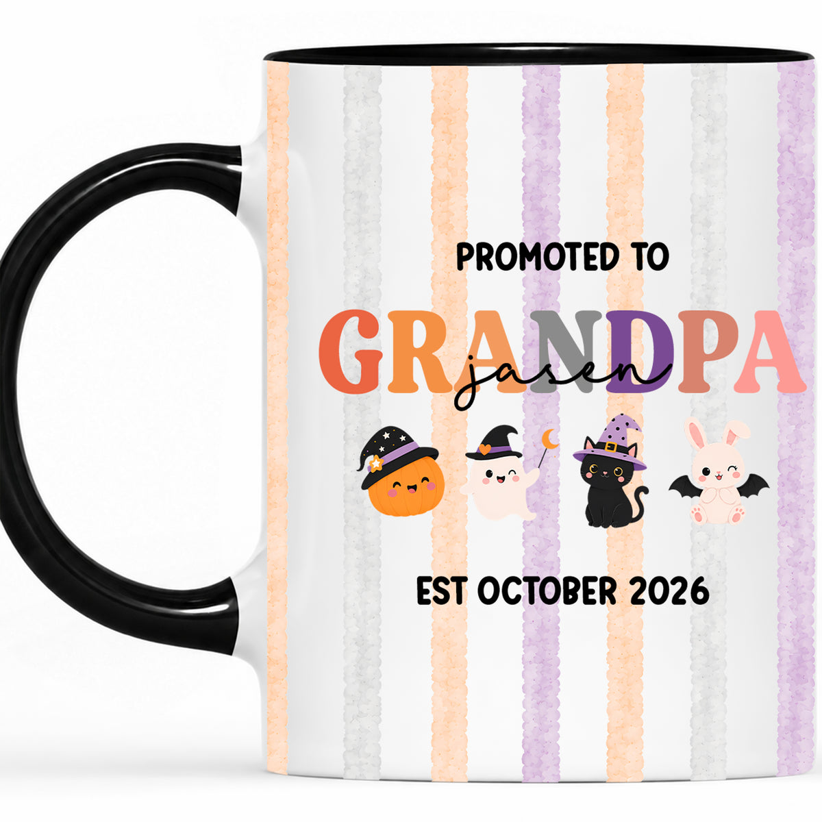 Personalized Halloween New Grandpa Grandma Mug Set - Custom Promoted to Grandparents Accent Mug