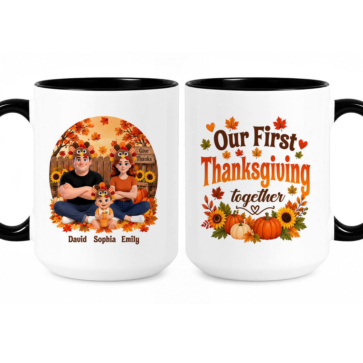Personalized Thanksgiving Accent Mug – Our First Thanksgiving Together Mug - New Family Thanksgiving Gift