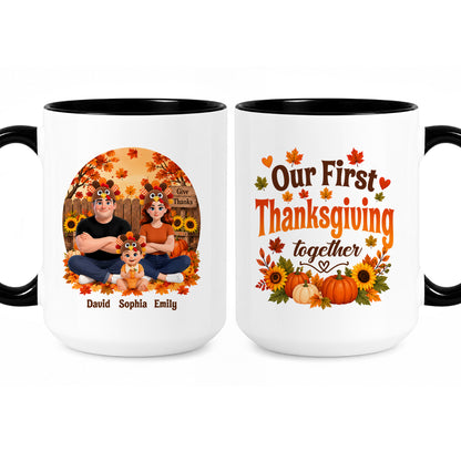 Personalized Thanksgiving Accent Mug – Our First Thanksgiving Together Mug - New Family Thanksgiving Gift