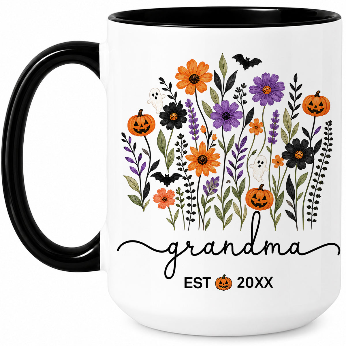 Personalized Halloween Grandparent Mug Set - Custom Grandma Grandpa Accent Mugs - New Grandparents Spooky Gift