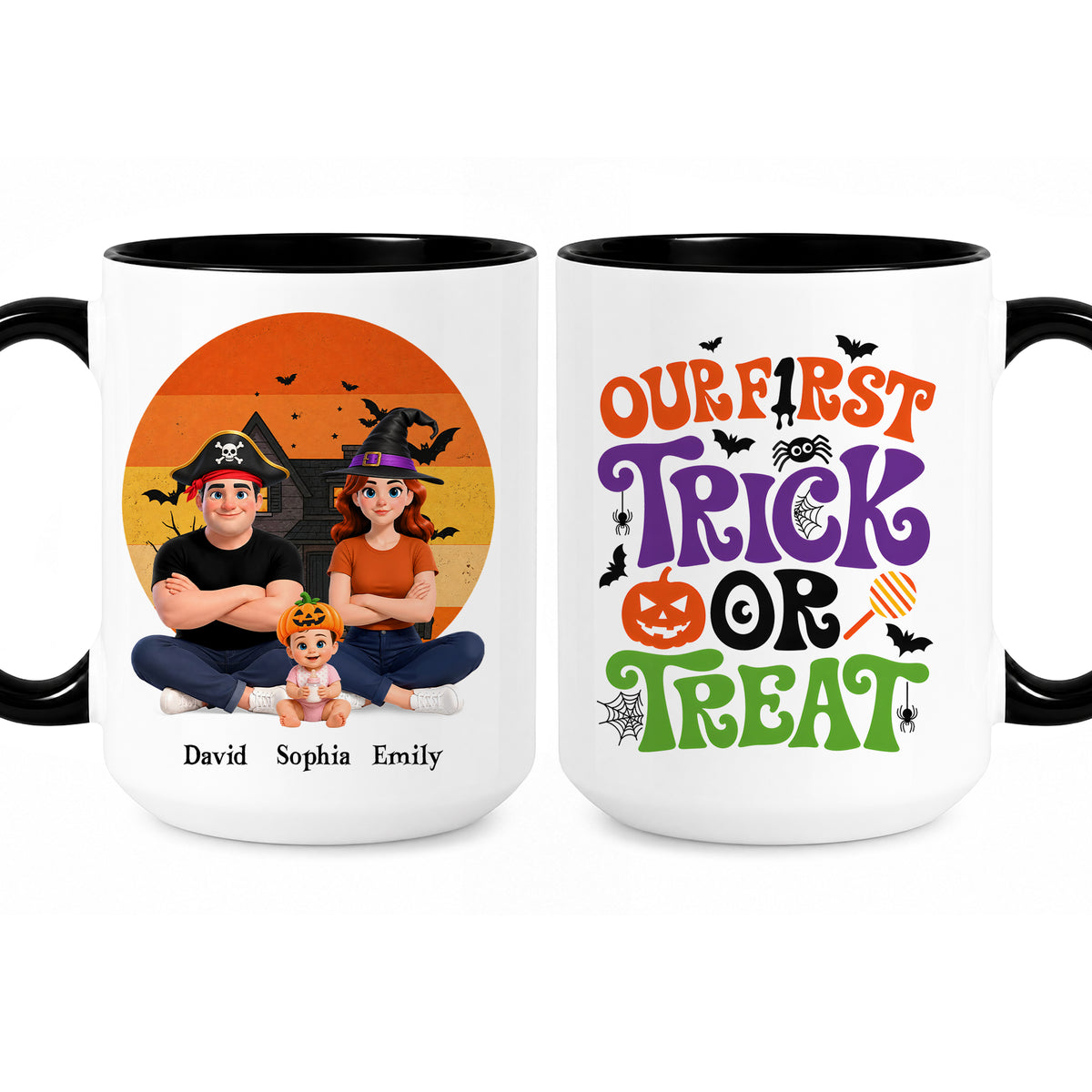 Personalized Halloween Family Mug - Our First Trick or Treat Accent Mug - New Family Halloween Gift