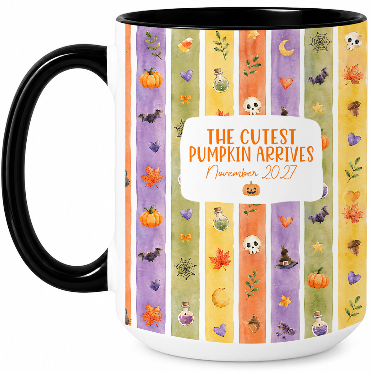 Personalized Halloween Mug - The Cutest Pumpkin Arrives - Baby Arriving Gift for Family