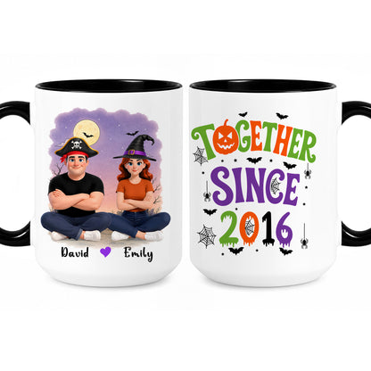 Personalized Halloween Couple Mug - Together Since Accent Mug - Halloween Gift for Couples