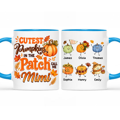 Personalized Thanksgiving Mug - The Cutest Pumpkins Call Me Mimi - Thanksgiving Gift for Mom, Grandma