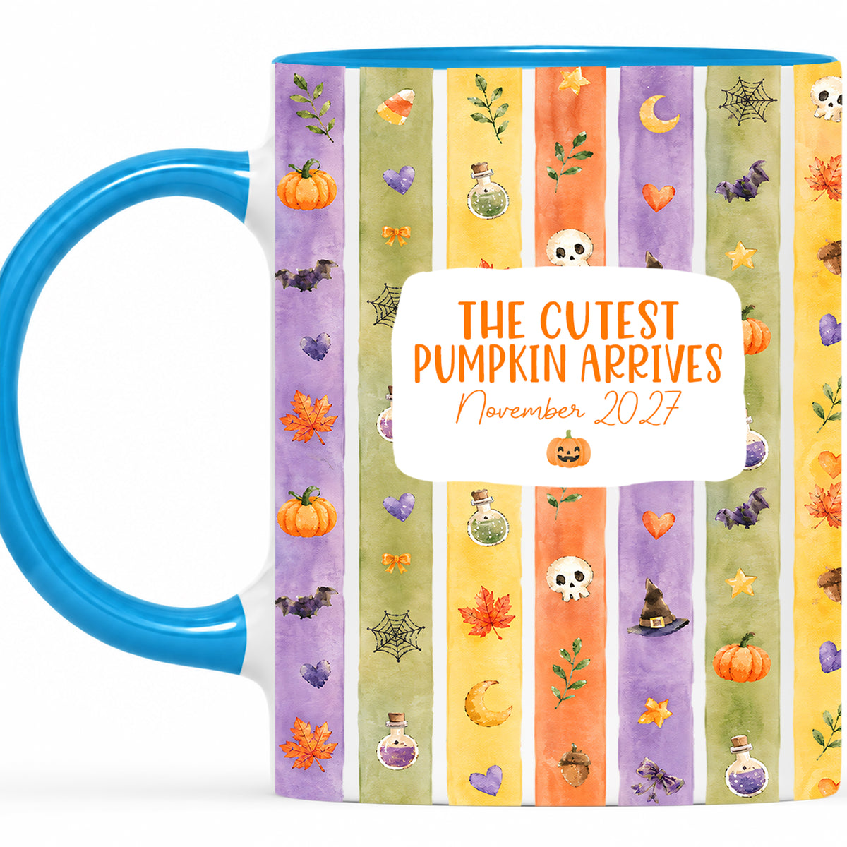 Personalized Halloween Mug - The Cutest Pumpkin Arrives - Baby Arriving Gift for Family