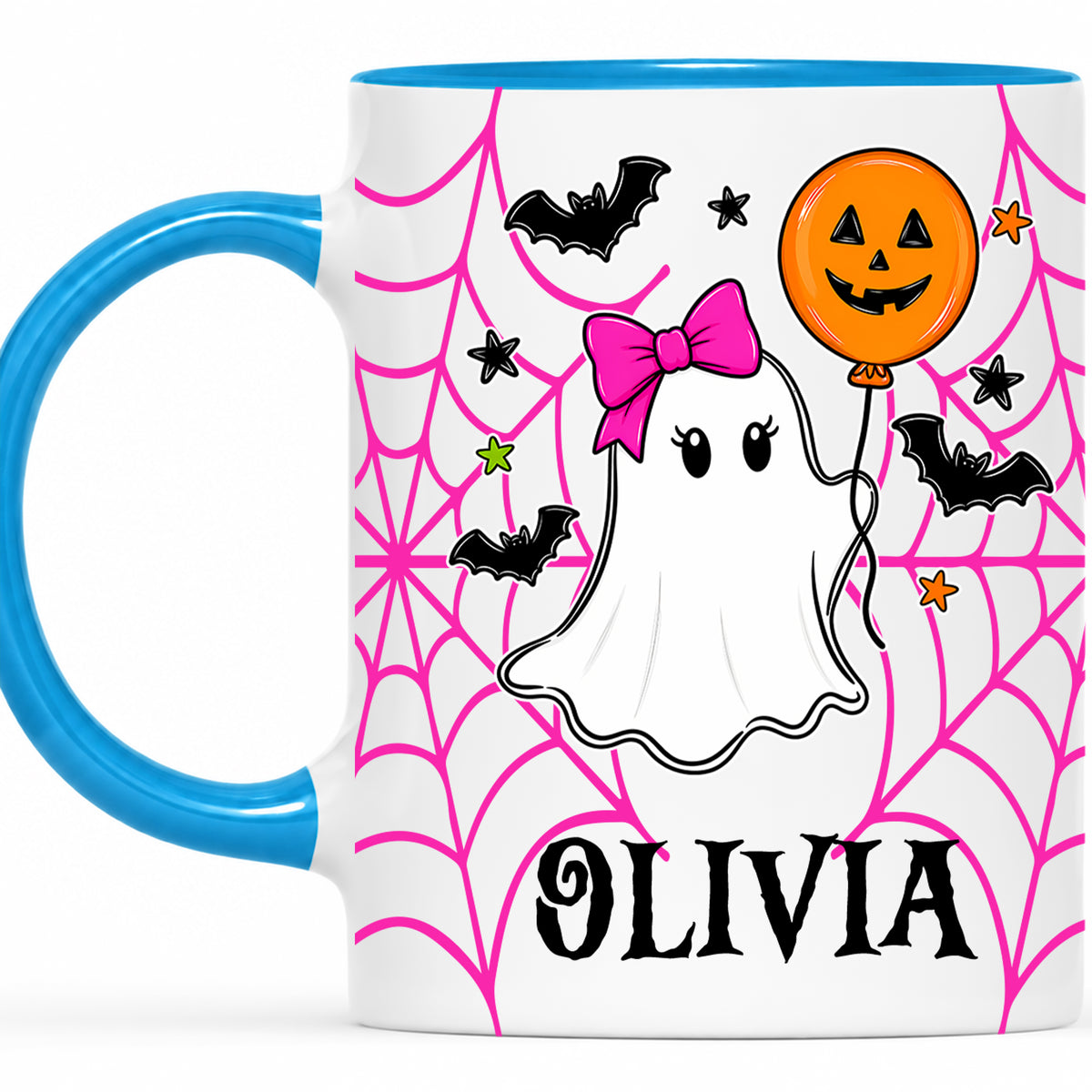 Personalized Halloween Family Mug Set - Custom Name Ghost Accent Mug - Matching Halloween Mugs for Family