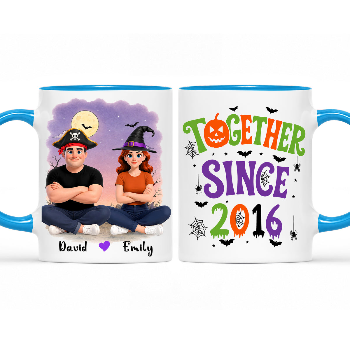 Personalized Halloween Couple Mug - Together Since Accent Mug - Halloween Gift for Couples