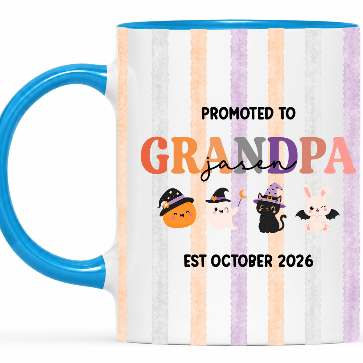Personalized Halloween New Grandpa Grandma Mug Set - Custom Promoted to Grandparents Accent Mug