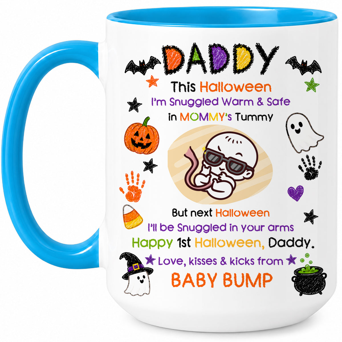 Personalized Baby's First Halloween Mug for New Dad, From Baby Bump - Halloween Gift for New Family