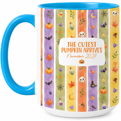 Personalized Halloween Mug - The Cutest Pumpkin Arrives - Baby Arriving Gift for Family