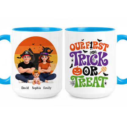 Personalized Halloween Family Mug - Our First Trick or Treat Accent Mug - New Family Halloween Gift
