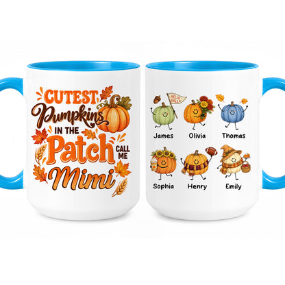 Personalized Thanksgiving Mug - The Cutest Pumpkins Call Me Mimi - Thanksgiving Gift for Mom, Grandma