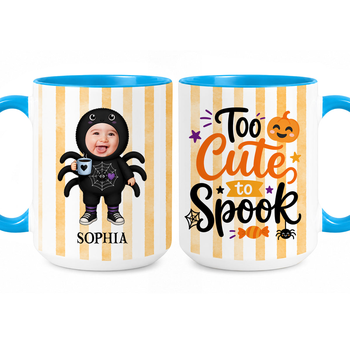 Personalized Halloween Baby Mug - Custom Photo Baby Kid Accent Mug - Cute Spooky Baby Gift