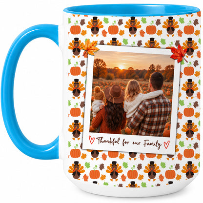 Personalized Thanksgiving Mug - Custom Photo & Message Accent Mug - Family Thanksgiving Gift