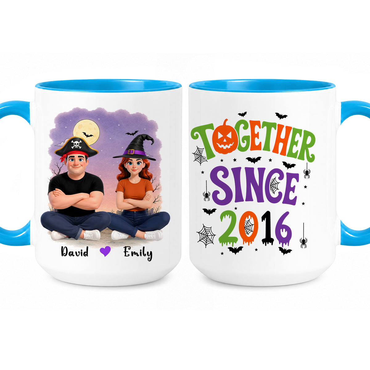 Personalized Halloween Couple Mug - Together Since Accent Mug - Halloween Gift for Couples
