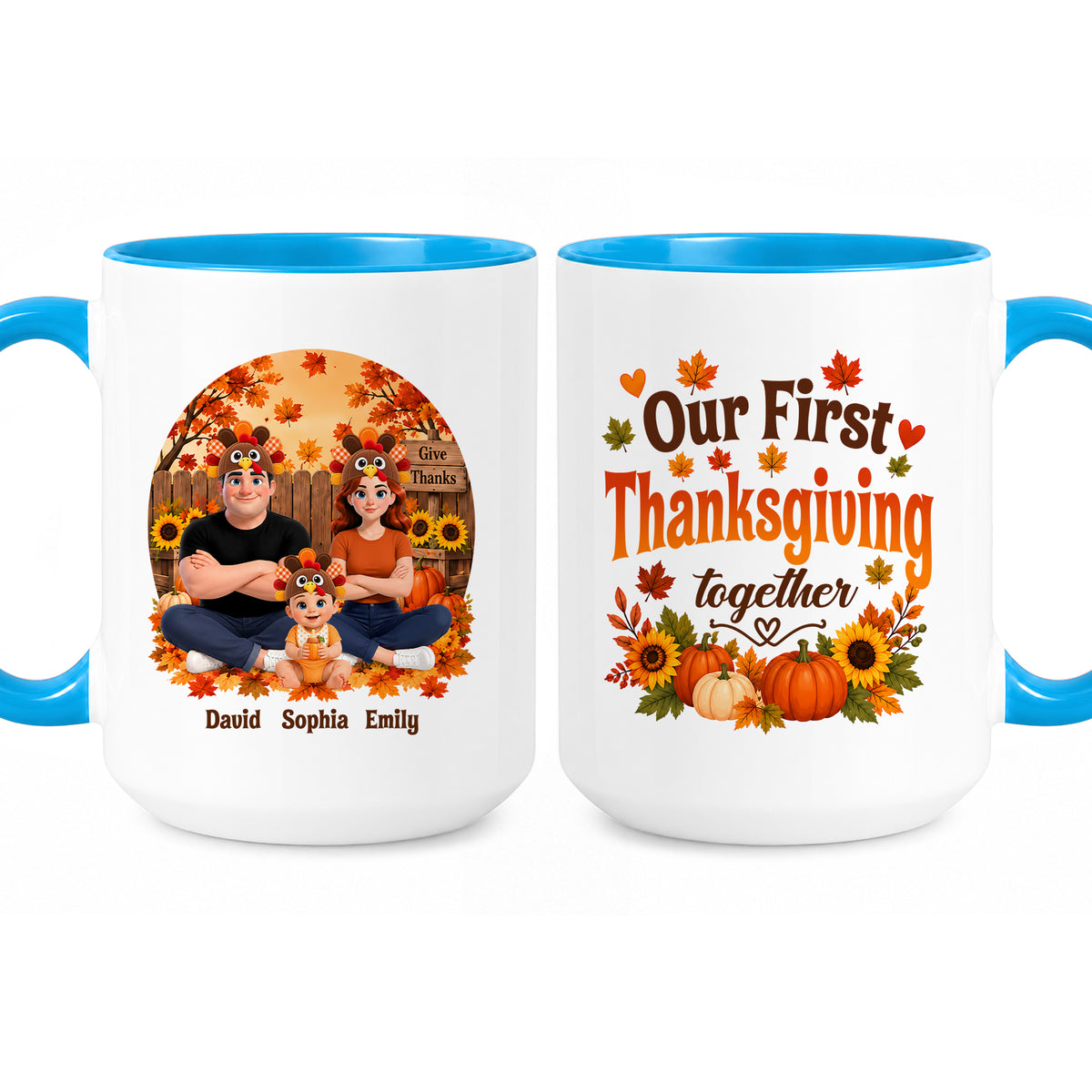 Personalized Thanksgiving Accent Mug – Our First Thanksgiving Together Mug - New Family Thanksgiving Gift