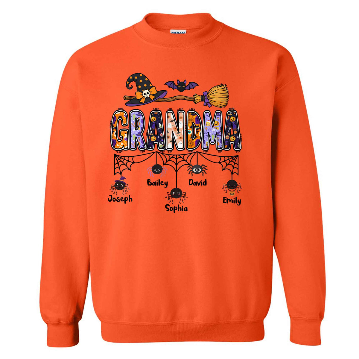 Personalized Halloween Grandma Shirt - Custom Name Spider Web - Halloween Gift for Grandma, Mom