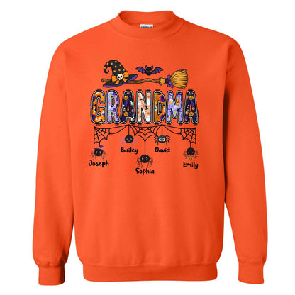 Personalized Halloween Grandma Shirt - Custom Name Spider Web - Halloween Gift for Grandma, Mom