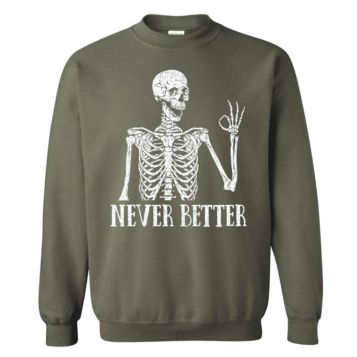 Funny Skeleton Coffee Halloween Sweatshirt, Never Better Graphic, Halloween Gift
