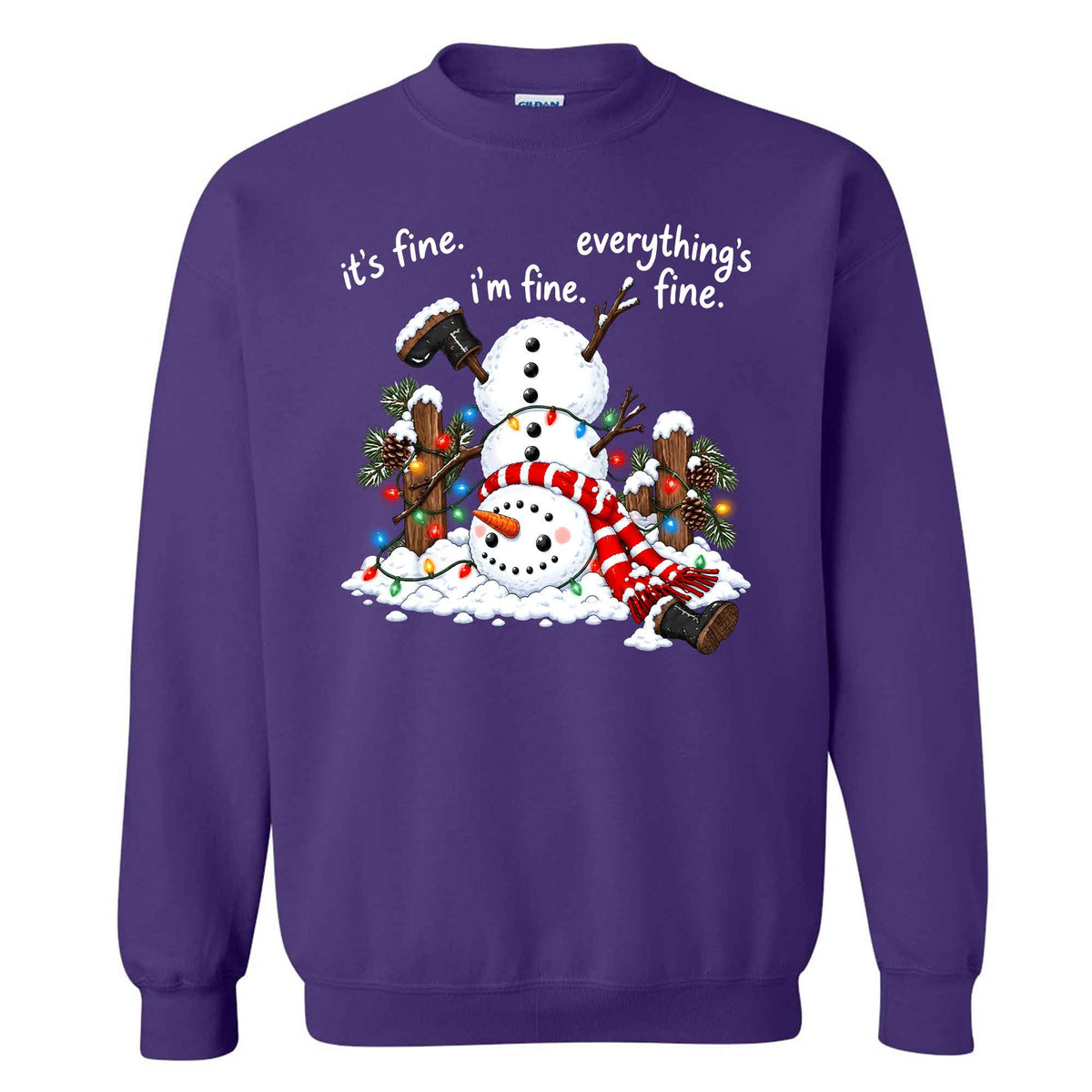 Funny Snowman Christmas Sweatshirt, Everything Is Fine Holiday Graphic Tee, Christmas Gift
