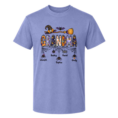 Personalized Halloween Grandma Shirt - Custom Name Spider Web - Halloween Gift for Grandma, Mom