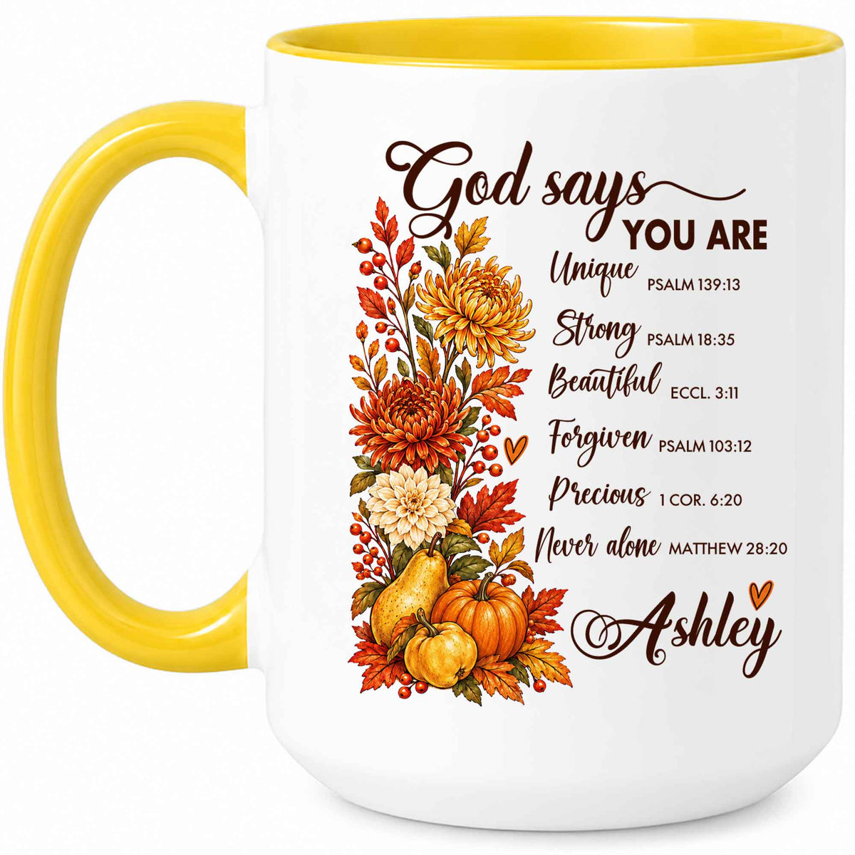 Personalized Thanksgiving Mug - God Says You Are Christian Coffee Cup - Fall Faith Gift for Friends, Self Gift