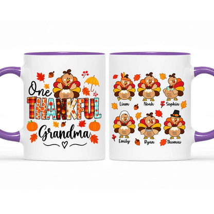 Personalized Thanksgiving Mug - One Thankful Grandma Turkey Mug - Thanksgiving Gift for Family