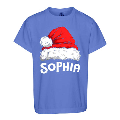 Personalized Family Christmas Shirts, Matching Santa Hat Tees, Custom Name Holiday Gift