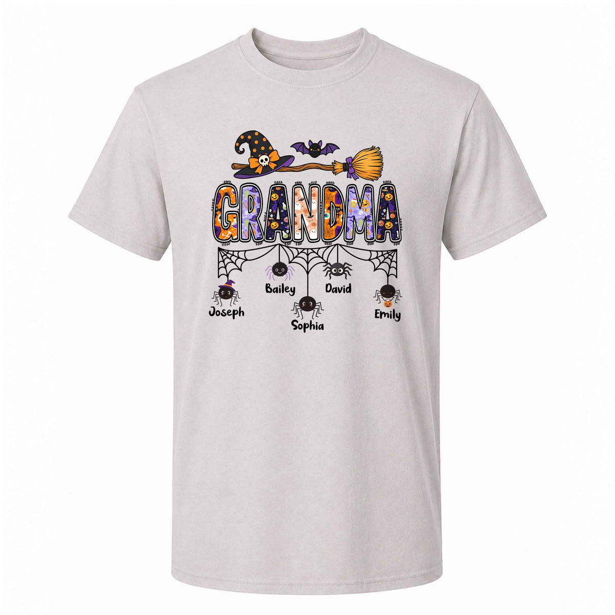 Personalized Halloween Grandma Shirt - Custom Name Spider Web - Halloween Gift for Grandma, Mom