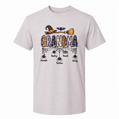 Personalized Halloween Grandma Shirt - Custom Name Spider Web - Halloween Gift for Grandma, Mom