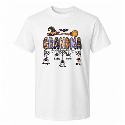Personalized Halloween Grandma Shirt - Custom Name Spider Web - Halloween Gift for Grandma, Mom