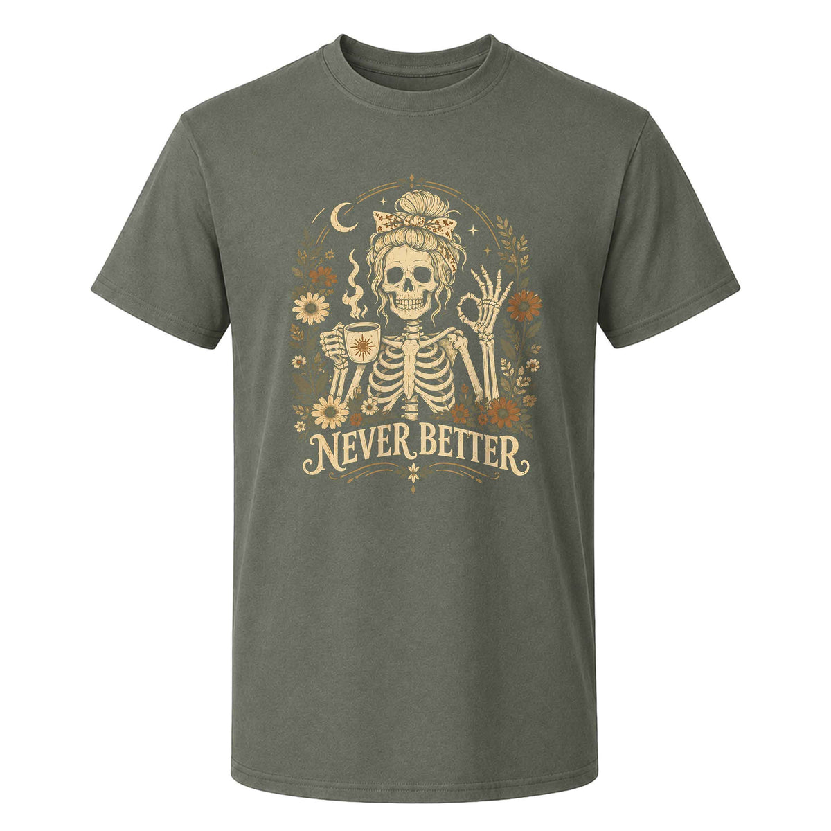 Funny Skeleton Coffee Halloween Sweatshirt, Never Better Graphic, Halloween Gift