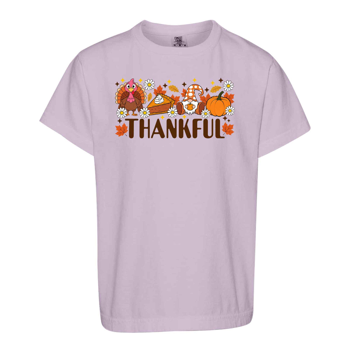 Girls Thanksgiving Shirt, Grateful Thankful Blessed Turkey Pumpkin Bow, Fall Gift for Kids & Women