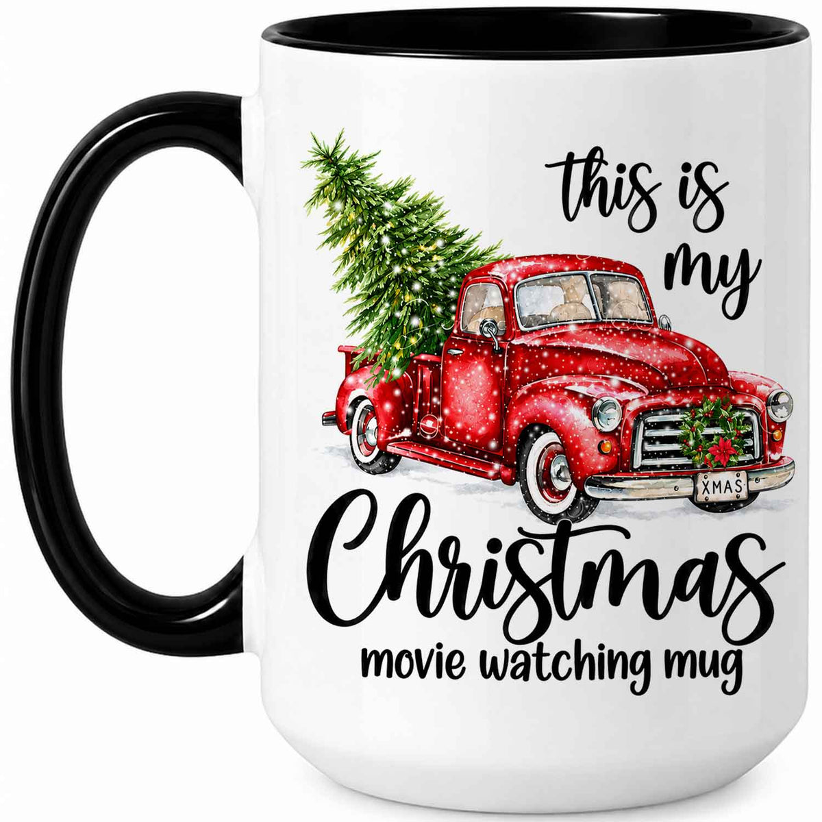 Christmas Movie Mug, Red Truck Christmas Tree Coffee Mug, Holiday Gift for Family