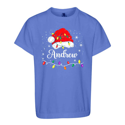 Personalized Family Christmas Shirts, Matching Santa Hat Tees, Custom Name Holiday Gift