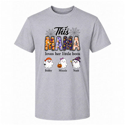 Personalized Halloween Mama Shirt - This Mama Loves Her Little Boos - Spooky Season Gift for Mom, Grandma