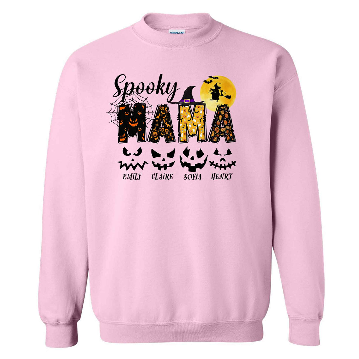 Personalized Halloween Shirt for Grandma & Mom - Custom Name Spooky Pumpkin Face Shirt - Cute Halloween Gift