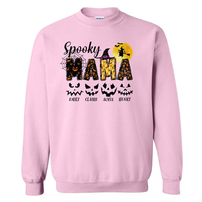 Personalized Halloween Shirt for Grandma & Mom - Custom Name Spooky Pumpkin Face Shirt - Cute Halloween Gift
